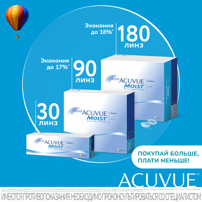 Контактные линзы ACUVUE® MOIST 1-Day (30 шт.)